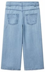 Benetton Kız Çocuk Açık Denim%100 Liyosel Taş Yıkama Kuşaklı Wide Leg Denim Pantolon