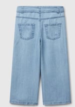 Benetton Kız Çocuk Açık Denim%100 Liyosel Taş Yıkama Kuşaklı Wide Leg Denim Pantolon