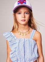Benetton Kız Çocuk Açık Mavi Tek Omzu Askılı Fırfır Detaylı Çizgili Bluz
