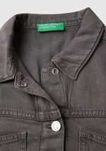 Benetton Kız Çocuk Antrasit%100 Liyosel Logo Detaylı Önü Yama Cepli Ceket