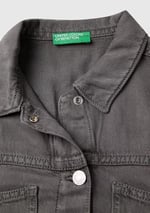 Benetton Kız Çocuk Antrasit%100 Liyosel Logo Detaylı Önü Yama Cepli Ceket