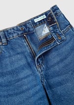 Benetton Kız Çocuk Koyu Denim Arkası Logo Detaylı 5 Cepli Rahat Kesim Denim Pantolon