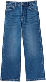 Benetton Kız Çocuk Koyu Denim Arkası Logo Detaylı 5 Cepli Rahat Kesim Denim Pantolon