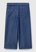 Benetton Kız Çocuk Koyu Denim%100 Liyosel Beli Kuşaklı Wide Fit Denim Jean