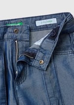 Benetton Kız Çocuk Koyu Denim%100 Liyosel Beli Kuşaklı Wide Fit Denim Jean