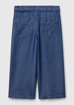 Benetton Kız Çocuk Koyu Denim%100 Liyosel Beli Kuşaklı Wide Fit Denim Jean