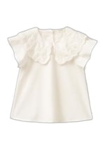 Benetton Kız Çocuk Krem Bebe Yaka Çiçek Motifli Kolları Fırfırlı Gömlek