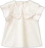 Benetton Kız Çocuk Krem Bebe Yaka Çiçek Motifli Kolları Fırfırlı Gömlek