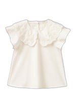 Benetton Kız Çocuk Krem Bebe Yaka Çiçek Motifli Kolları Fırfırlı Gömlek