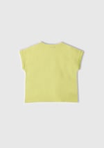 Benetton Kız Çocuk Krem Parlak Baskılı Düşük Omuz T-Shirt