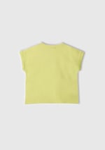 Benetton Kız Çocuk Krem Parlak Baskılı Düşük Omuz T-Shirt