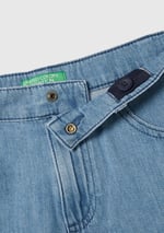 Benetton Kız Çocuk Mavi Kemer Delikli Biye Cep Detaylı Mini Kloş Etek