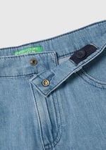 Benetton Kız Çocuk Mavi Kemer Delikli Biye Cep Detaylı Mini Kloş Etek
