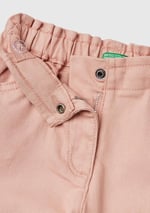 Benetton Kız Çocuk Pastel Pembe Beli Büzgülü 4 Cepli Boru Paça Pantolon