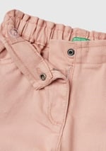 Benetton Kız Çocuk Pastel Pembe Beli Büzgülü 4 Cepli Boru Paça Pantolon