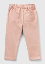 Benetton Kız Çocuk Pastel Pembe Beli Büzgülü 4 Cepli Boru Paça Pantolon