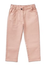 Benetton Kız Çocuk Pastel Pembe Beli Büzgülü 4 Cepli Boru Paça Pantolon