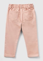 Benetton Kız Çocuk Pastel Pembe Beli Büzgülü 4 Cepli Boru Paça Pantolon