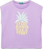 Benetton Kız Çocuk Sarı Grafik Baskılı Kısa Kollu T-Shirt