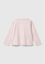 Benetton Kız Çocuk Toz Pembe Su Bazlı Parlak Baskılı Normal Kesim Uzun Kollu T-Shirt