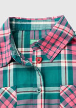 Benetton Kız Çocuk Yeşil Mix Tamamı Kareli Desenli Göğüs Cepli Gömlek