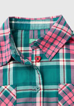 Benetton Kız Çocuk Yeşil Mix Tamamı Kareli Desenli Göğüs Cepli Gömlek