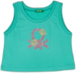 Benetton Kız Çocuk Yeşil Simli Logo Baskılı Atlet, Yeşil, 13-14 Yaş