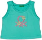 Benetton Kız Çocuk Yeşil Simli Logo Baskılı Atlet, Yeşil, 8-9 Yaş