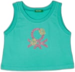 Benetton Kız Çocuk Yeşil Simli Logo Baskılı Atlet, Yeşil, 7-8 Yaş