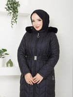 BENGİSU KADIN BÜYÜK BEDEN TAM BOY KAPİTONE MONT