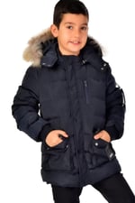 Benittokids Erkek Çocuk Natürel Kürklü Mont 51254 Lacivert 12 YAŞ