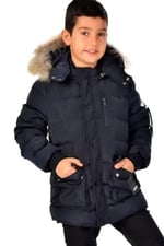 Benittokids Erkek Çocuk Natürel Kürklü Mont 51254 Lacivert 8 YAŞ