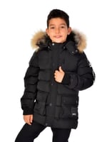 Benittokids Erkek Çocuk Natürel Kürklü Mont 51254 Siyah 10 YAŞ