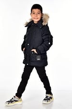 Benittokids Erkek Çocuk Natürel Kürklü Mont 51254 Lacivert 12 YAŞ