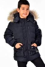 Benittokids Erkek Çocuk Natürel Kürklü Mont 51254 Lacivert 12 YAŞ