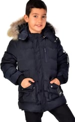 Benittokids Erkek Çocuk Natürel Kürklü Mont 51254 Lacivert 12 YAŞ
