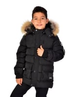 Benittokids Erkek Çocuk Natürel Kürklü Mont 51254 Siyah 14 YAŞ