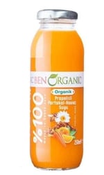 BenOrganic Propolisli Portakal Havuç Suyu 250 ml Cam Şişe