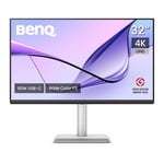BenQ MacBook Pro/Air için MA320U 32 inç 4K 3840x2160 ekran, 90 W USB-C, Mac renk eşleştirme, Mac'te parlaklık ve ses kontrolü, ayarlanabilir ayak, P3 renk gamı.