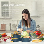 Bento Box Yetişkin Öğle Yemeği Kutusu, Sızdırmaz, BPA İçermeyen İstifleme (3 Katlı) Taşınabilir İstiflenebilir Gıda Kabı Saklama Kutuları Çalışma Okul Kamp için (Mavi)