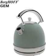 BergHOFF Gem Retro 1, 7 L Su Isıtıcı – 2200 W, Paslanmaz Çelik Gövde | Mint Yeşil