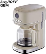 BergHOFF Gem Retro Filtre Kahve Makinesi – 900 W, 1, 5 L Cam Demlik | Vanilya Krem
