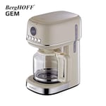 BergHOFF Gem Retro Filtre Kahve Makinesi – 900 W, 1, 5 L Cam Demlik | Vanilya Krem