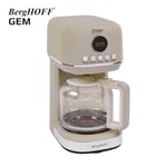 BergHOFF Gem Retro Filtre Kahve Makinesi – 900 W, 1, 5 L Cam Demlik | Vanilya Krem