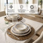 Bernardo Blue Flower Porselen 24 Parça 6 Kişilik Yemek Takımı