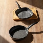 Bernardo Carolin 2 Parça Grill Tava Seti Gri ( 26 Cm -28 Cm)