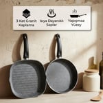 Bernardo Carolin 2 Parça Grill Tava Seti Gri ( 26 Cm -28 Cm)