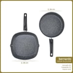 Bernardo Carolin 2 Parça Grill Tava Seti Gri ( 26 Cm -28 Cm)
