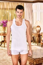 Berrak Erkek Penye Atlet, Beyaz, L Beden, 6'lı Set