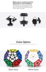 BestCube Megaminx Hız Küpü, 3x3x3 Beşgen Hız Küpü Dodecahedron Sihirli Küp Bulmaca Siyah